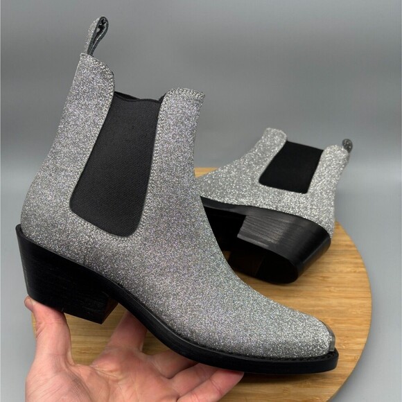 Calvin Klein Shoes - Calvin Klein Womens 7.5 Silver Glitter Western Boots 205W39NYC Raf Simons 37.5